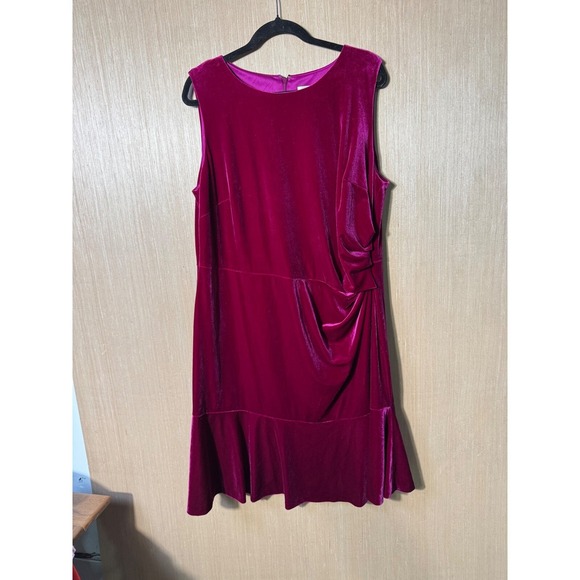Eliza J $165 Womens Velvet Dress Sleeveless Pink Ruffle Hem Party Cocktail Size - Picture 1 of 6